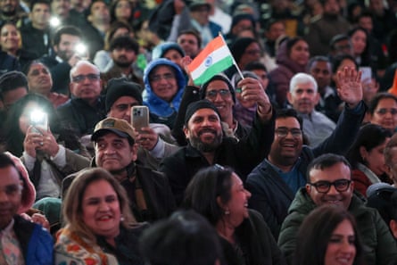 Cheering Modi supporters at the rally.