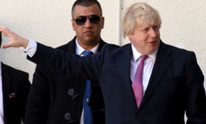 Boris Johnson in Ramallah, West Bank, gesturing with his right hand, March 2017