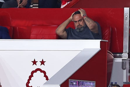 Evangelos Marinakis during the Europa League match between Nottingham Forest and Midtjylland