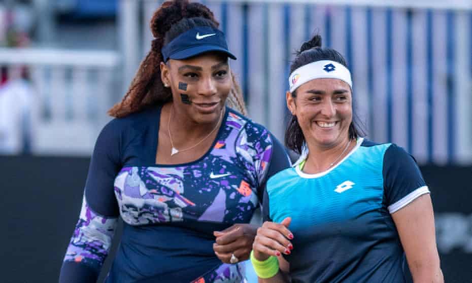 Serena Williams and Ons Jabeur are all smiles at Eastbourne.