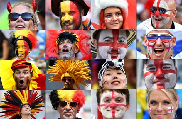 A combination of Belgium and England fans before Saturday’s third-place play-off in St Petersburg.