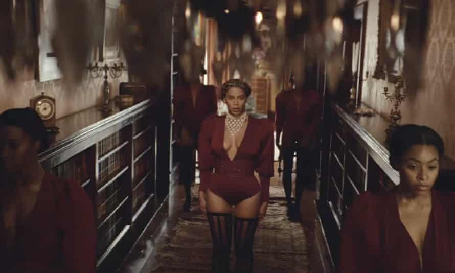 Beyoncé and her back-up dancers, as seen in the video for her new single, Formation.
