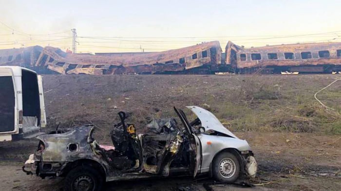 The aftermath of a missile strike on the Chaplyne railway station in Ukraine’s Dnipropetrovsk region.