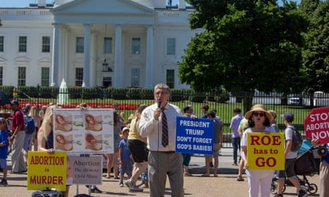  Randall Terry of Operation Rescue, an anti-abortion group, holds an all-day vigil with activists on 9 July ‘to support Trump’s promise to overturn Roe’.