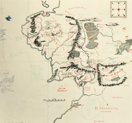 A recently discovered map of Middle-earth annotated by JRR Tolkien