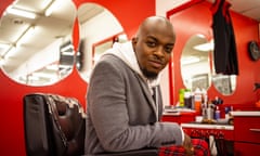 George the Poet photographed at Cutz Barbershop in Harlesden, West London. George Mpanga better known by his stage name George the Poet, is a British spoken-word artist with an interest in social and political issues.