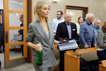 Gwyneth Paltrow enters the courtroom after a lunch break during her ski crash trial, in Park City, Utah.