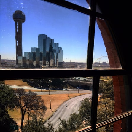 The view from the window next to the one that Lee Harvey Oswald shot from inside the Texas School Book Depository.