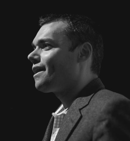 a man looking left