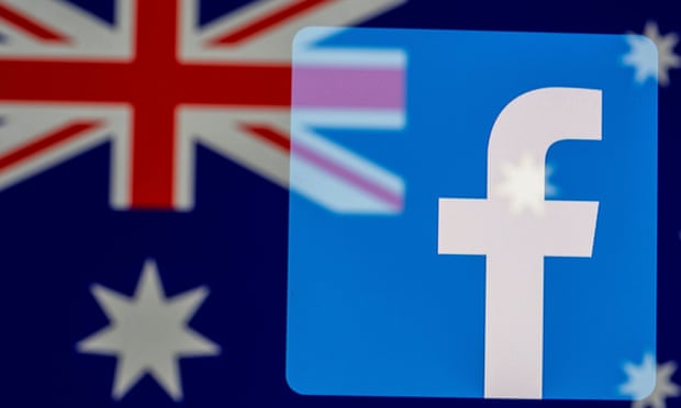 Australian flag and Facebook logo