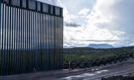 Border wall construction near the San Bernardino national wildlife refuge in Arizona.