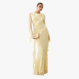 Topshop Daska chiffon high cowl neck frill detail maxidress.