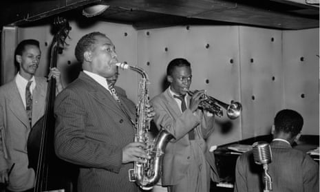 Charlie Parker (with Miles Davis on trumpet and Tommy Potter on bass) in 1948.
