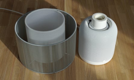 The separated lampshade and base side by side