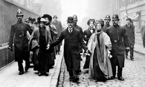 Attention grabbing … Emmeline Pankhurst being arrested in 1910.