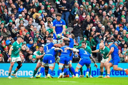 Andrea Zambonin jumps highest in the lineout against Ireland