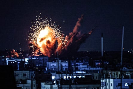 An Israeli airstrike hits Rafah in the south of Gaza.