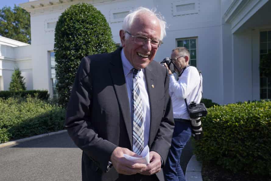 Sanders outside the West Wing of the White House after a meeting with Biden in July.