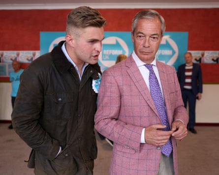 Dan Jukes talking to Nigel Farage at an event in Clacton