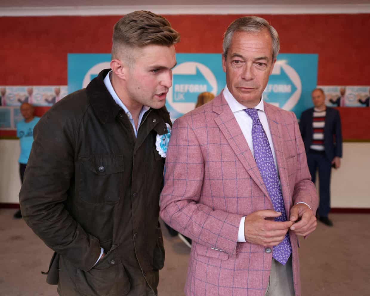 Dan Jukes talking to Nigel Farage at an event in Clacton