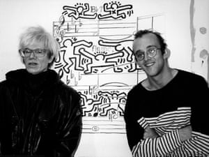 Andy Warhol and Keith Haring with their poster design for the 1986 Montreux jazz festival.