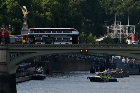 Police boat under Westminster Bridge