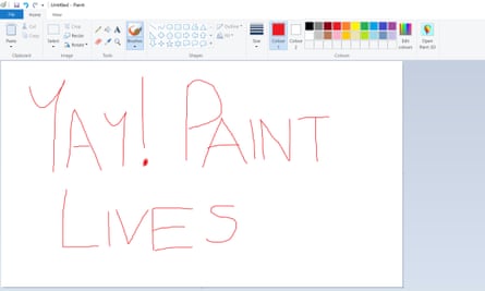 Microsoft Paint remains after an outpouring of affection from fans.