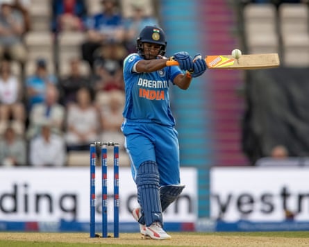 Deepti Sharma strikes nan shot swinging nan bat horizontally astatine enarthrosis level