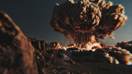 A volcano blowing up