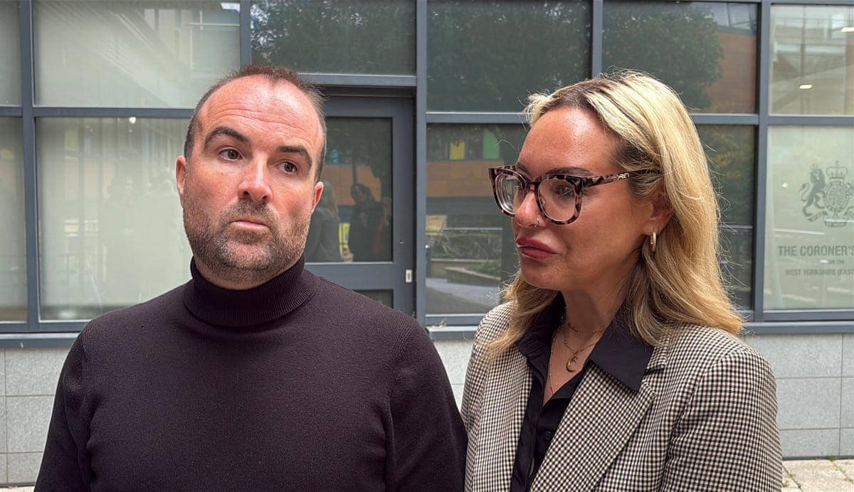 Esta High's parents stand outside Wakefield Coroners Court, listening with serious expressions