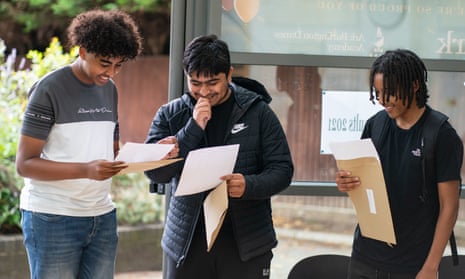 Students at an academy in west London receive their GCSE results last year.