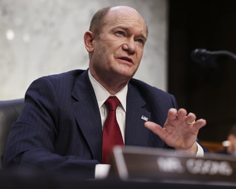 Chris Coons speaks during a Senate judiciary committee hearing, 20 April 2021.