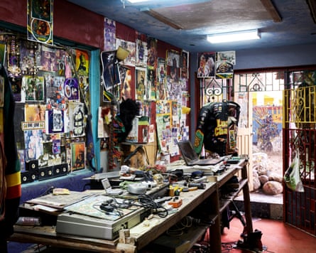 Hugely cluttered interior of Lee Scratch Perry’s studio, as seen in the new book Black Ark