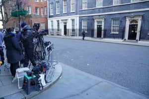 Broadcasters in Downing Street today.