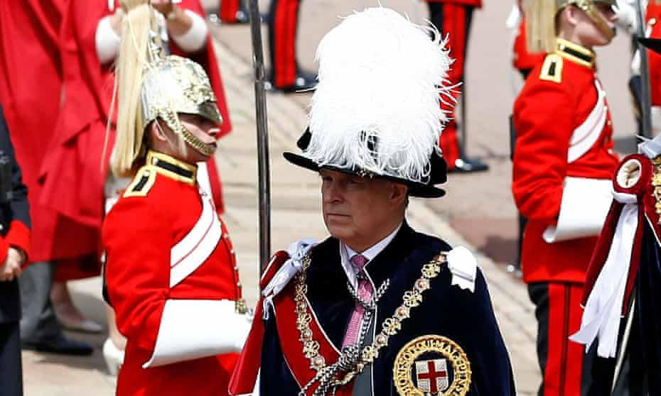 Prince Andrew takes part in the Order of the Garter service at Windsor Castle in 2019.
