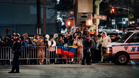 Venezuelan immigrants gather near the Metropolitan Detention Center in Brooklyn (MDC Brooklyn) after the United States struck Venezuela and captured its President Nicolas Maduro and his wife Cilia Flores overnight, in New York City, U.S.
