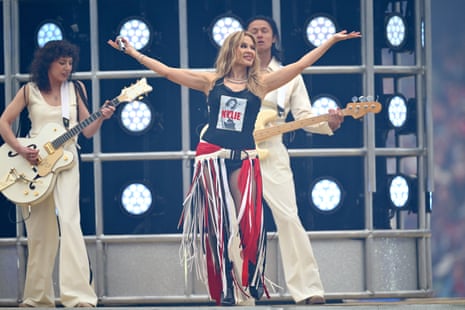 Kylie Minogue performs at the MCG