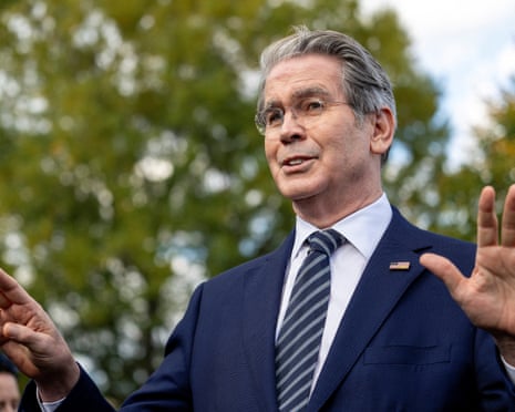 Scott Bessent speaks with reporters outside the West Wing of the White House, 22 October 2025.