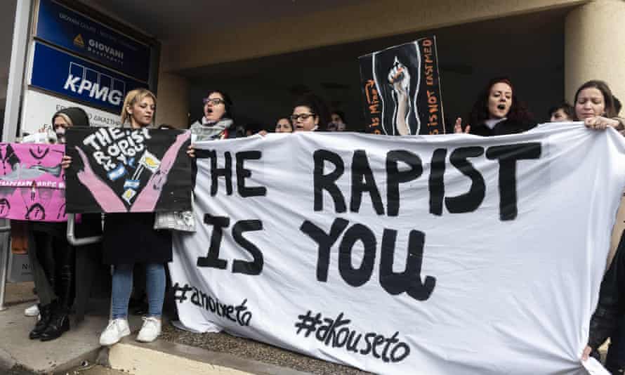 Activists stage a protest last week in support of the British teenager accused of falsely claiming she was raped.