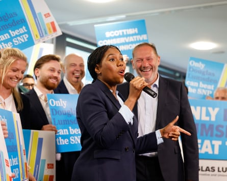 Kemi Badenoch giving a speech at a campaign event