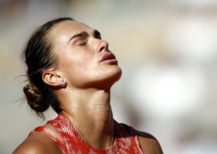 Aryna Sabalenka shows her frustration during her quarter-final defeat to Mirra Andreeva last year.