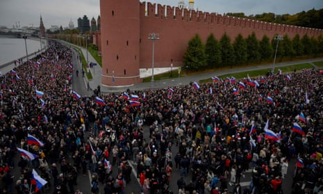 A crowd on the edge of Red Square in central Moscow for a rally and a concert marking the annexation of four regions of Ukraine.