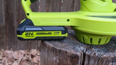 A Lazyboi Electric Leaf Blower photographed outside