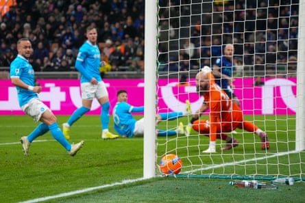Federico Dimarco fires home to open the scoring for Inter against Napoli