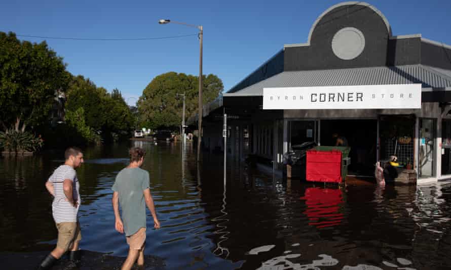 Homes and stores were inundated in Byron Bay as intense flash floods but the tourist town will welcome visitors over Easter.