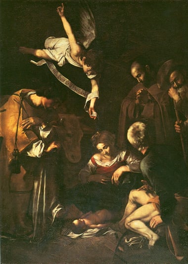 Nativity With St Francis and St. Lawrence, 1609, by Caravaggio.