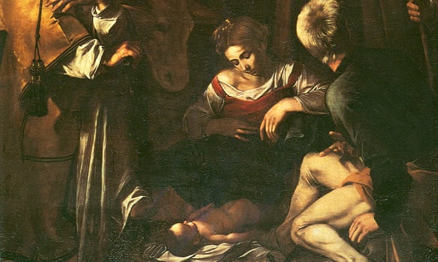 Detail from Nativity with St Francis and St Lawrence by Caravaggio.