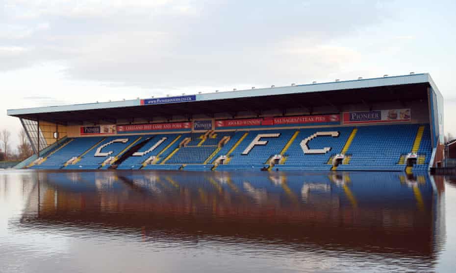 Carlisle’s Brunton Park flooded in 2015 due to a storm likely caused by climate change