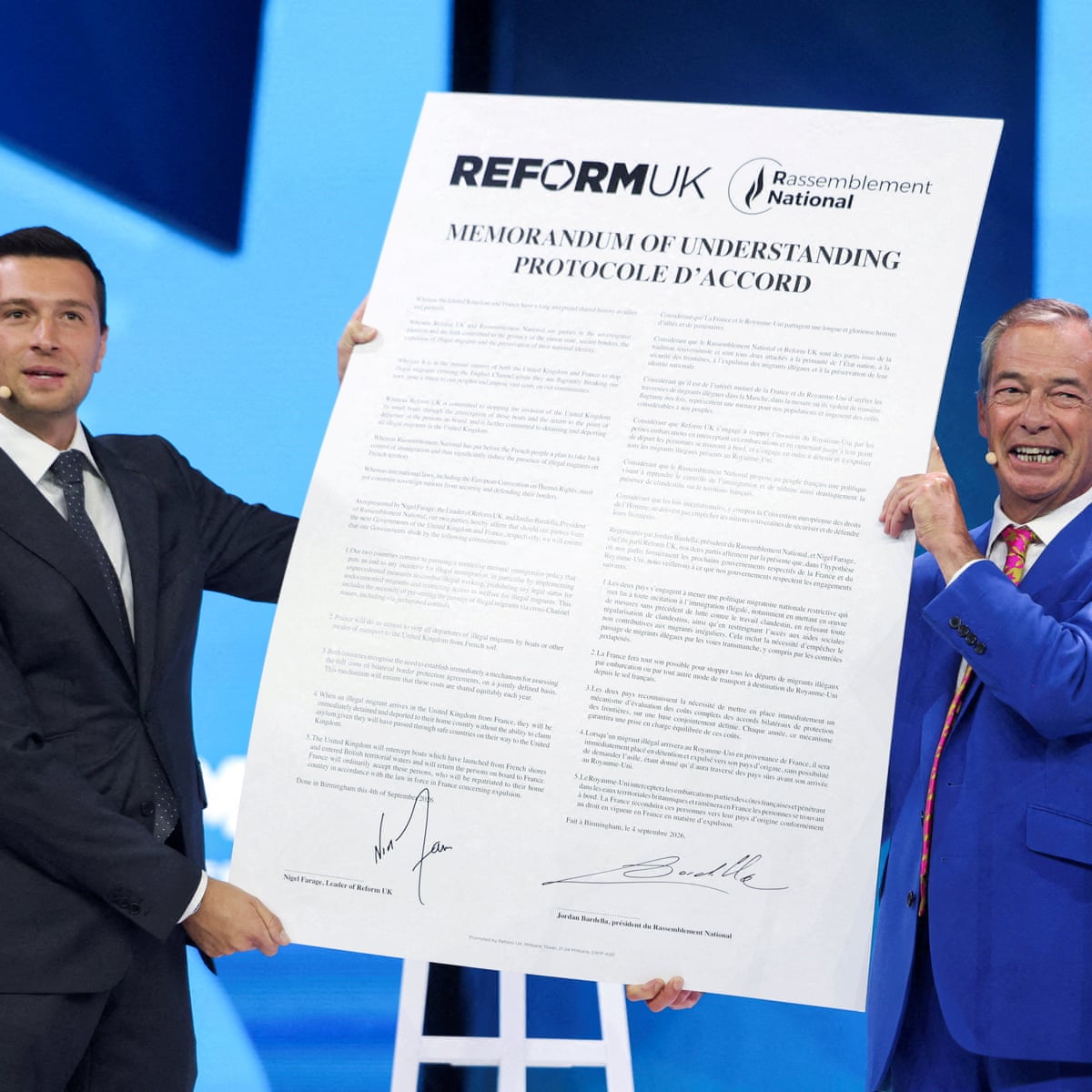Reform UK says migrant deal was ratified by far-right National Rally president