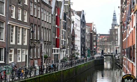 An empty street in Amsterdam, Netherlands.